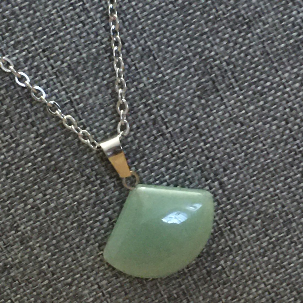 Aventurine Crystal Charm Stainless Steel Necklace